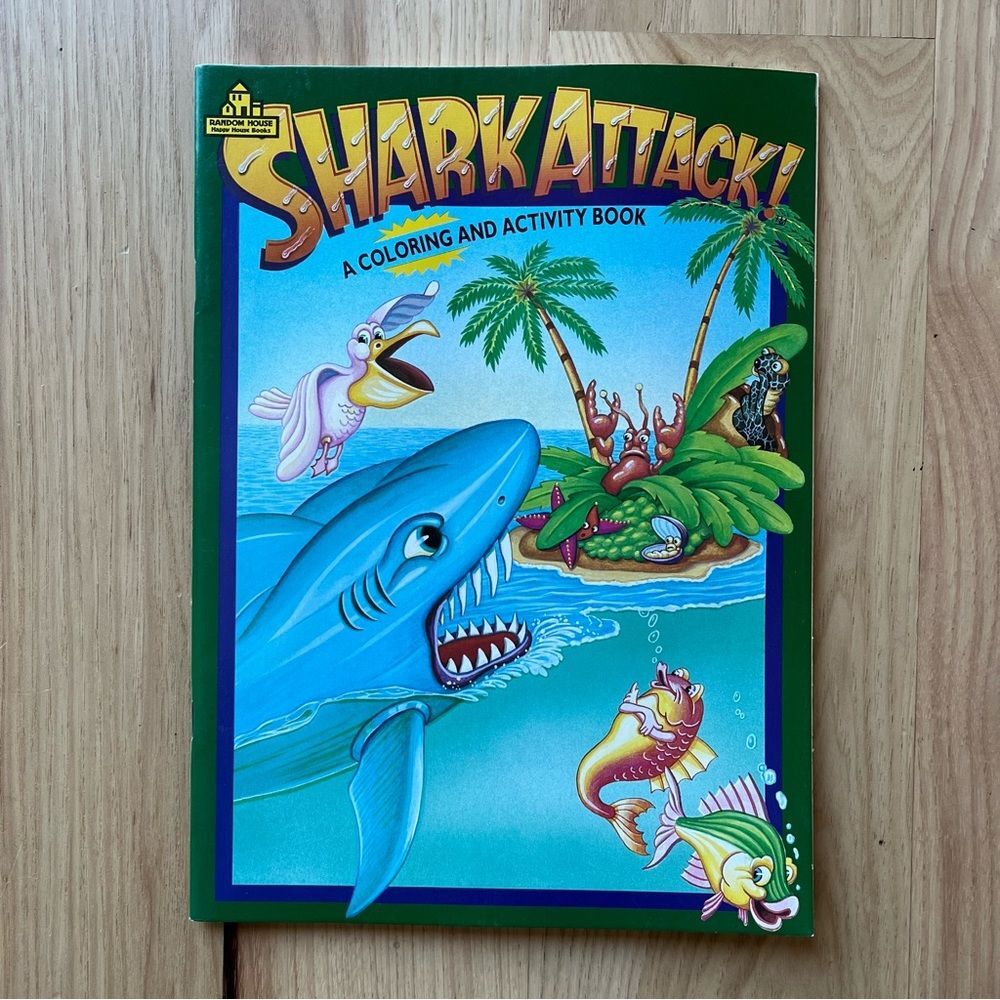5/$20 Vintage Coloring and Activity Book Shark Attack! 1994 Random House